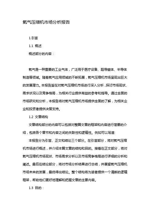 氦气压缩机市场分析报告