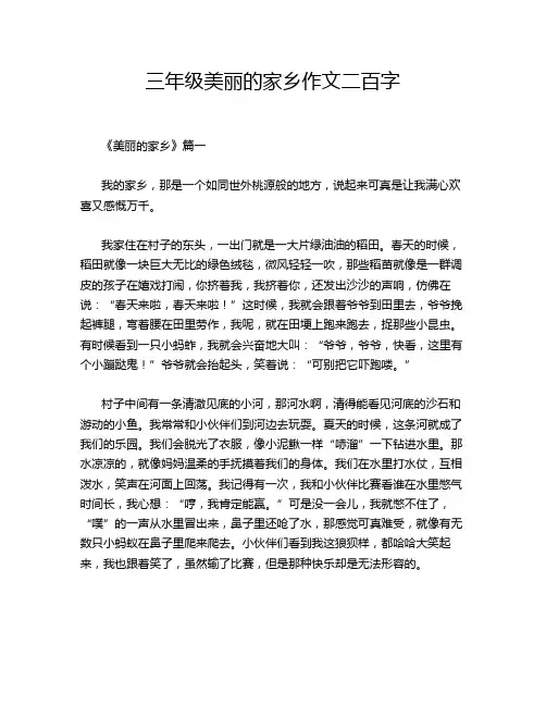 三年级美丽的家乡作文二百字