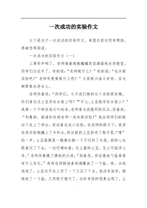 一次成功的实验作文