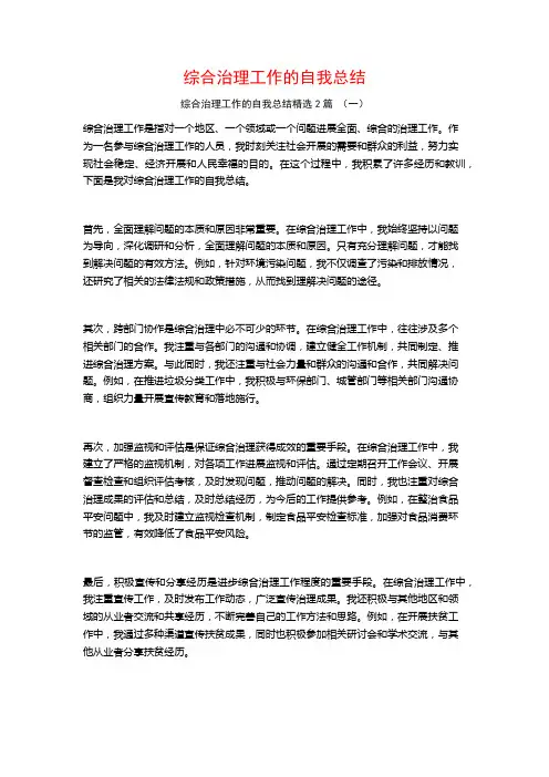 综合治理工作的自我总结2篇