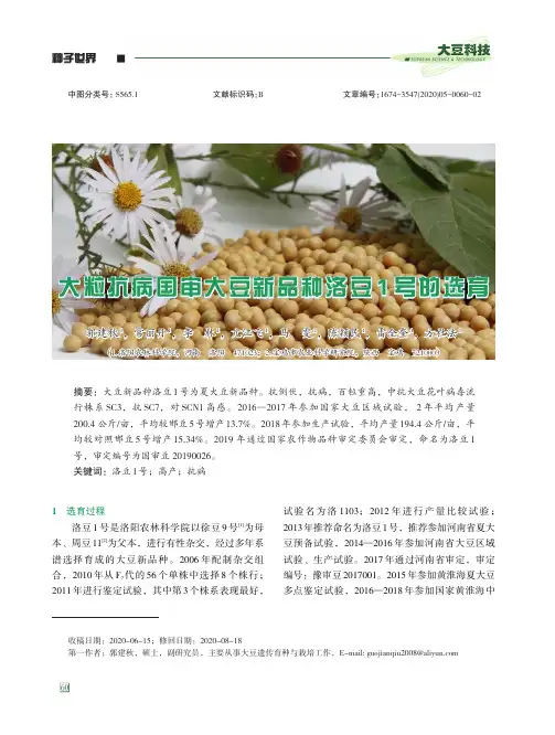 大粒抗病国审大豆新品种洛豆1号的选育