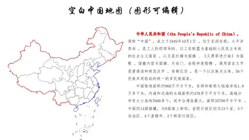 中国空白地图含介绍PPT(含各省份及直辖市)