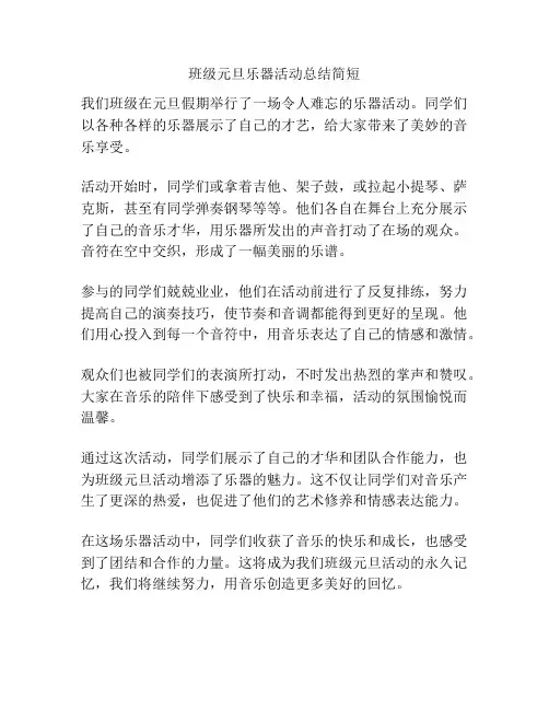 班级元旦乐器活动总结简短