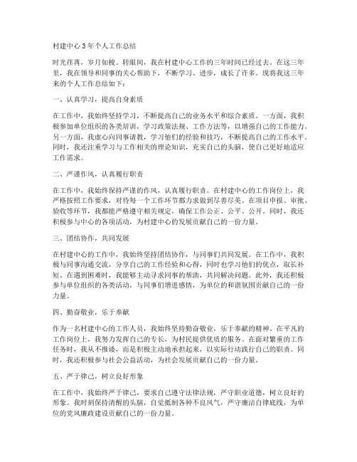 村建中心3年个人工作总结