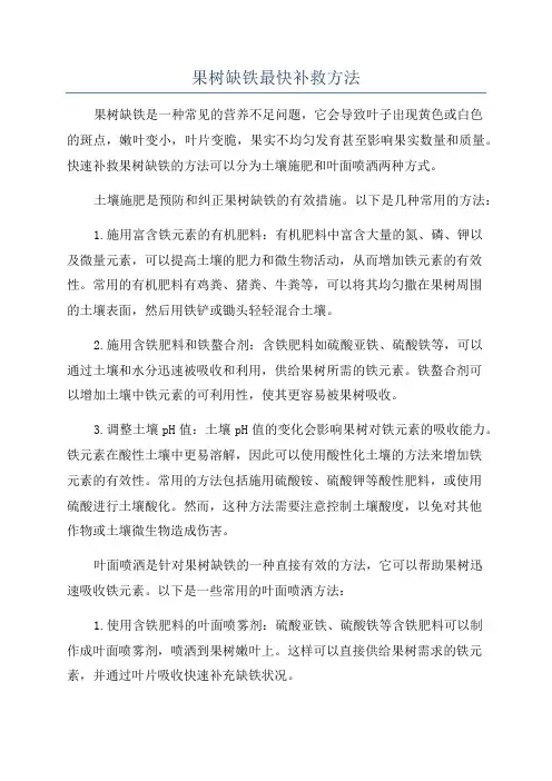 果树缺铁最快补救方法