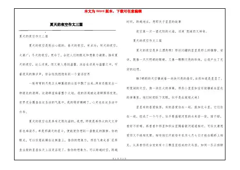 夏天的夜空作文三篇