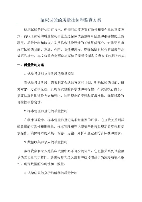 临床试验的质量控制和监查方案