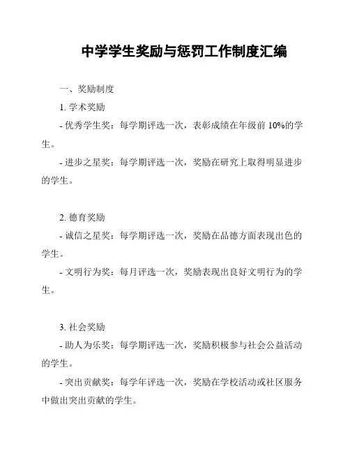 中学学生奖励与惩罚工作制度汇编