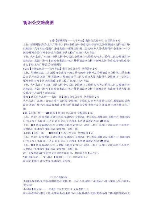 衡阳公交路线图