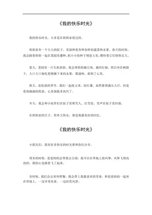 我的快乐时光450字优秀作文