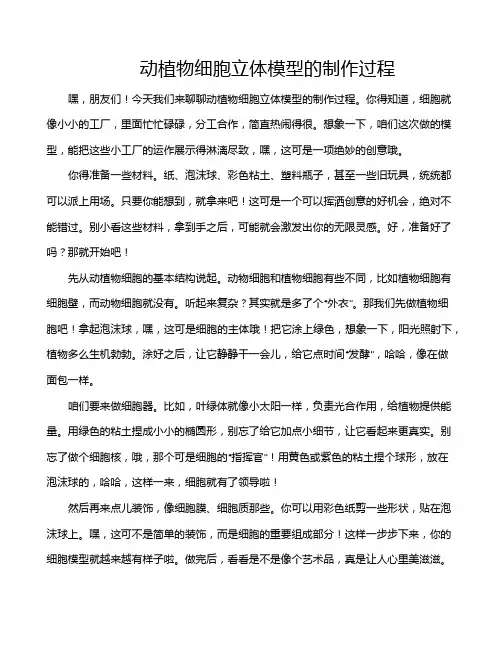 动植物细胞立体模型的制作过程