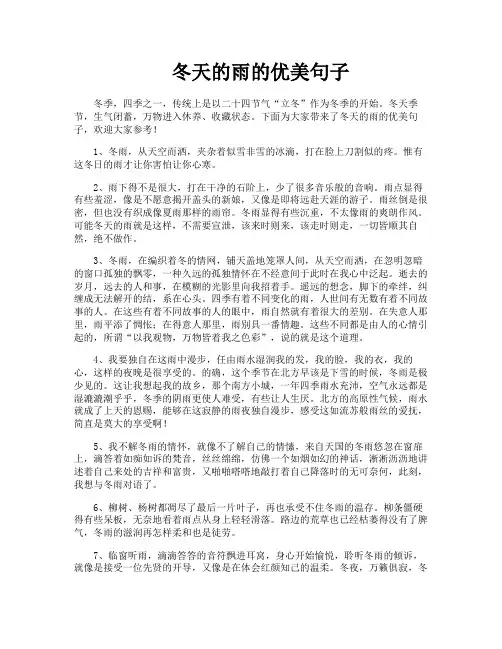 冬天的雨的优美句子
