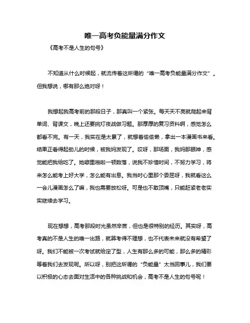 唯一高考负能量满分作文