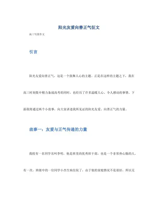 阳光友爱向善正气征文800字