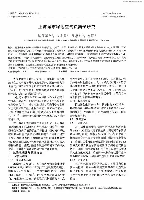 上海城市绿地空气负离子研究