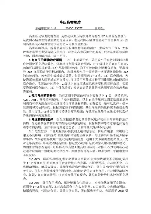 高血压药物总结