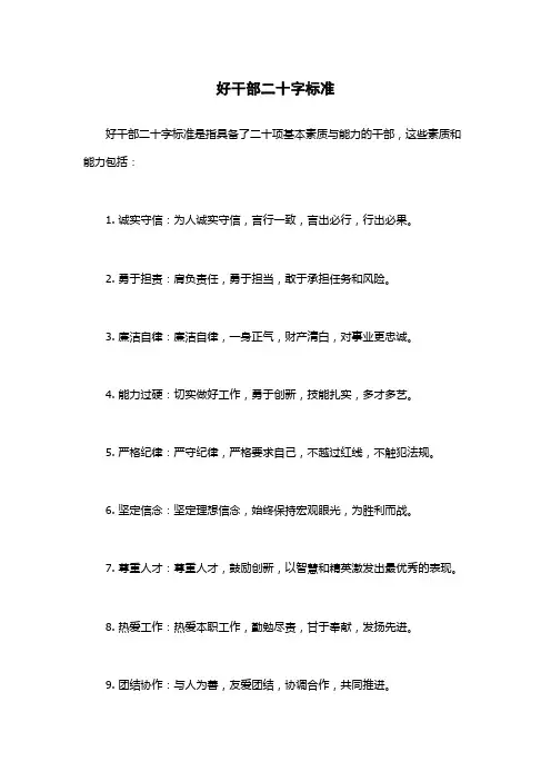 好干部二十字标准