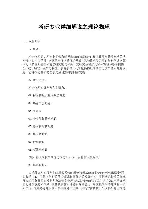 考研专业详细解说之理论物理