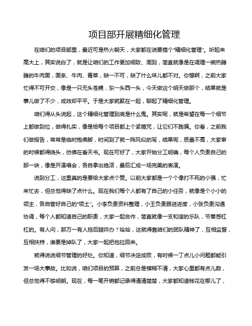 项目部开展精细化管理