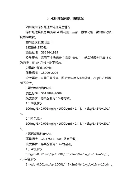污水处理站药剂用量情况
