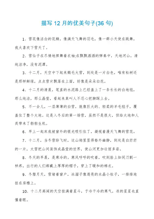 描写12月的优美句子
