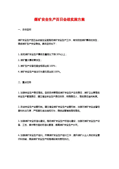 煤矿安全生产百日会战实施方案