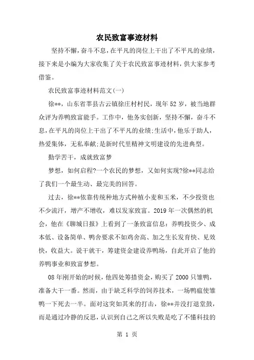 农民致富事迹材料14页word文档
