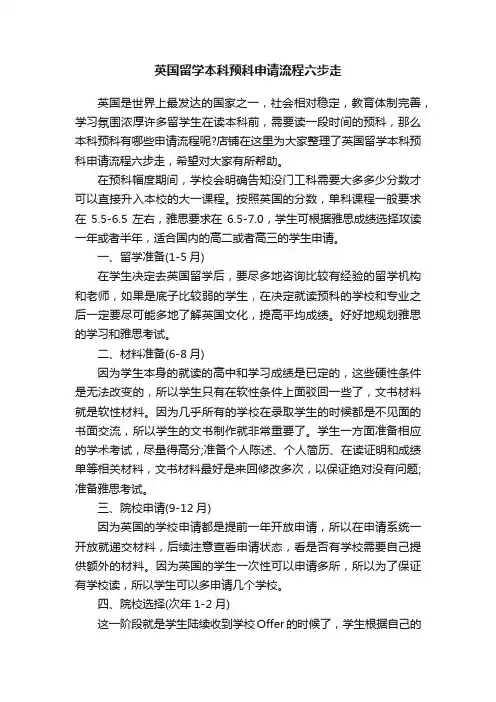英国留学本科预科申请流程六步走