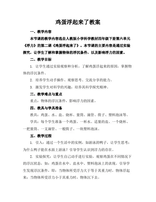 鸡蛋浮起来了教案