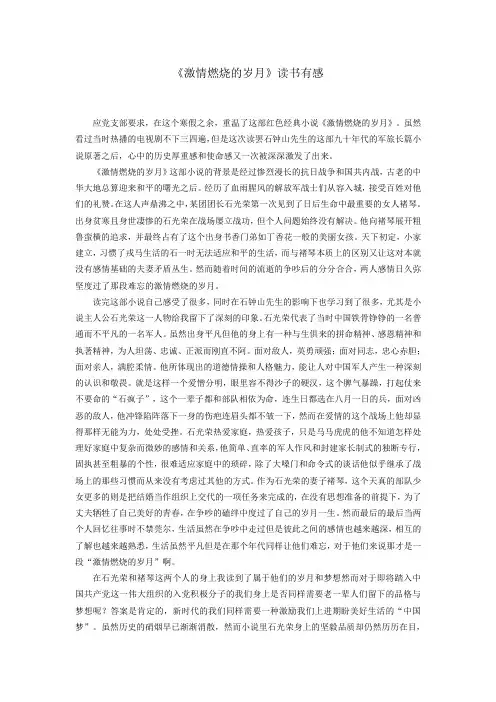 激情燃烧的岁月读书有感