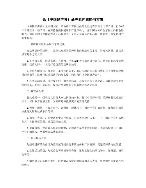 论《中国好声音》品牌延伸策略与方案