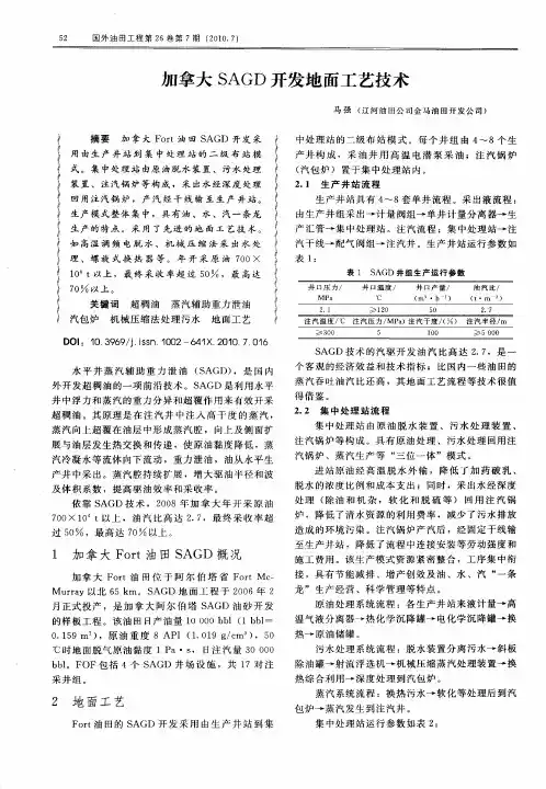 加拿大SAGD开发地面工艺技术