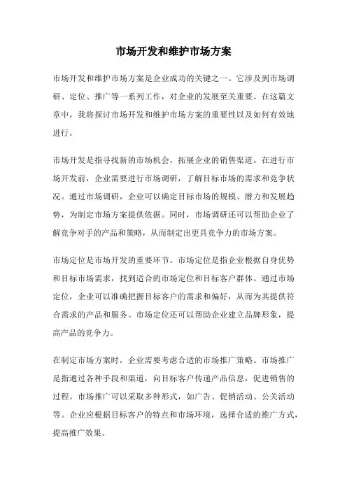 市场开发和维护市场方案