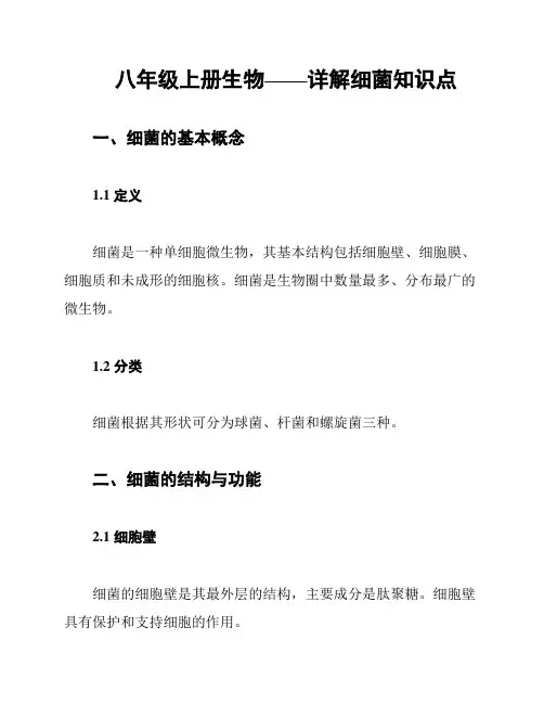 八年级上册生物——详解细菌知识点