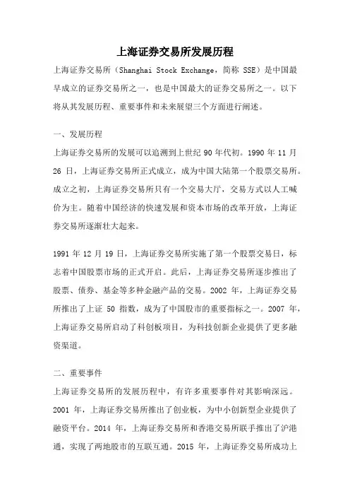 上海证券交易所发展历程