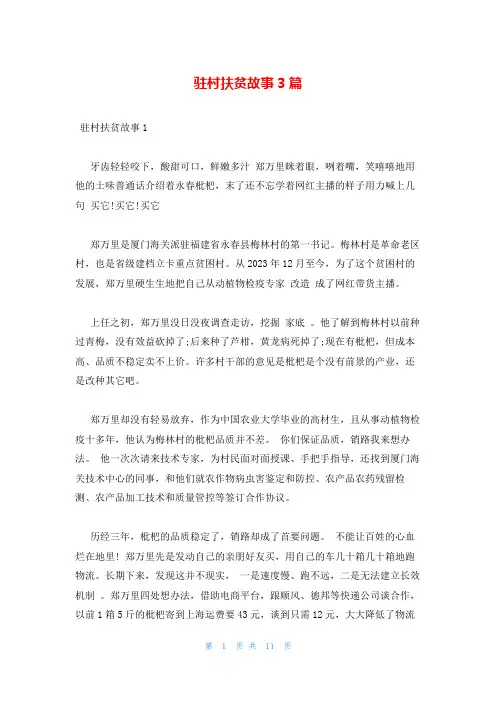 驻村扶贫故事3篇