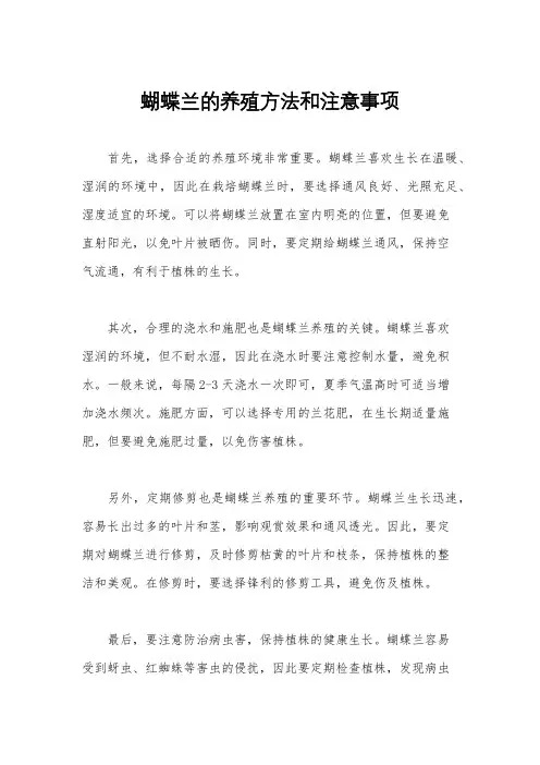蝴蝶兰的养殖方法和注意事项