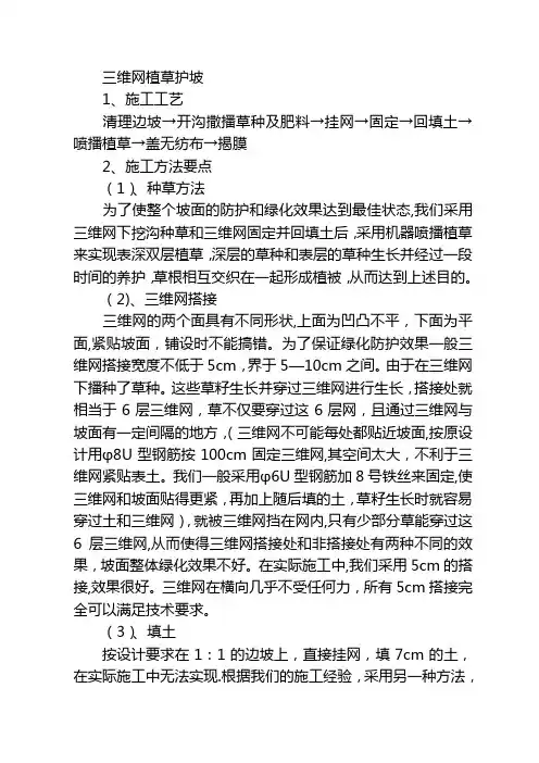 三维网植草护坡施工