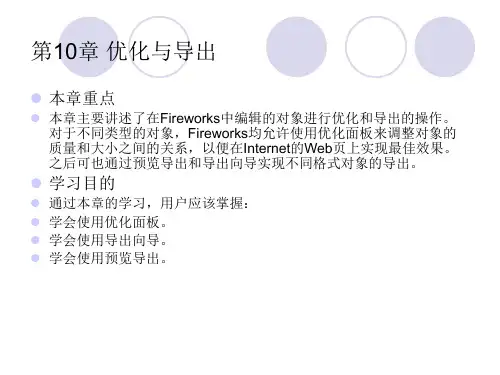 fireworks教案课件第10章优化与导出