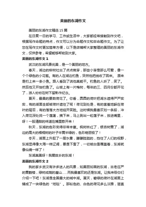 美丽的东湖作文
