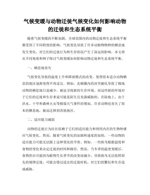 气候变暖与动物迁徙气候变化如何影响动物的迁徙和生态系统平衡