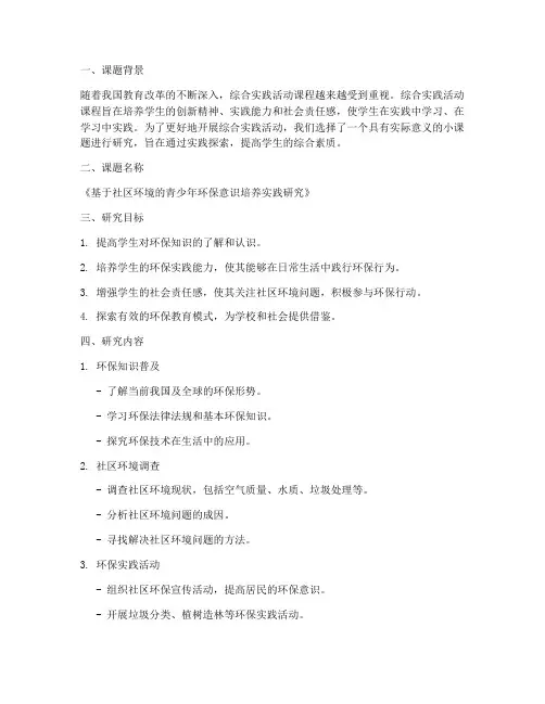 综合实践小课题研究方案