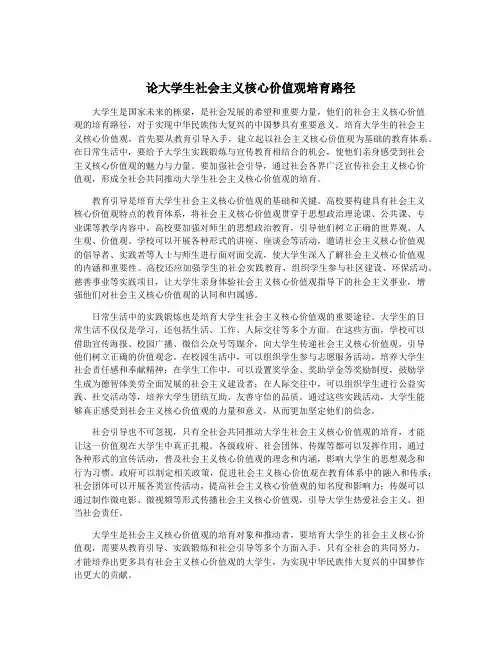 论大学生社会主义核心价值观培育路径