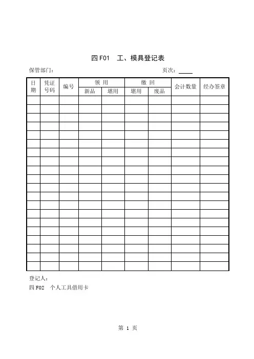 机械设备工具登记维修表格共17页word资料