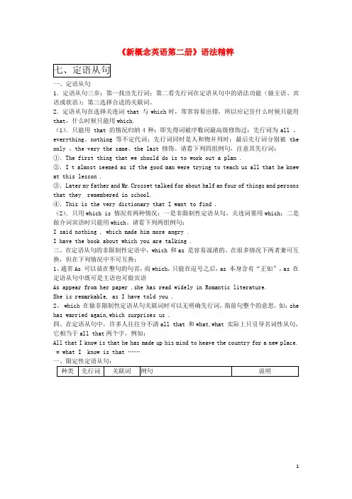 高中英语 定语从句 语法精粹(含习题)新概念英语 大纲人教版第二册