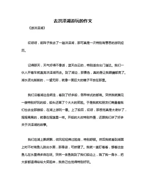 去洪泽湖游玩的作文