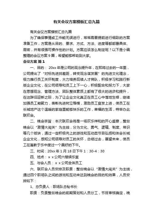 有关会议方案模板汇总九篇