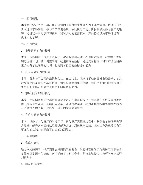 实习报告总结第三周