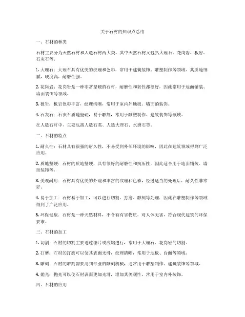 关于石材的知识点总结