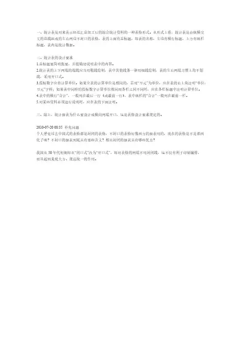 统计报表格式